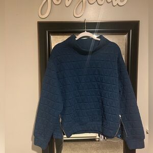 Blue Quilted Pullover Sweater